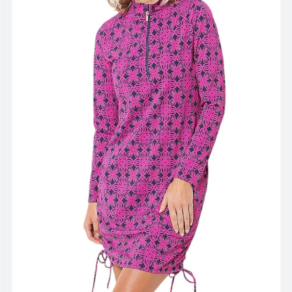 AmberNoon II by Dr. Erum Ilyas UPF 30 swim coverup dress‎ Berry Tile XXS NWT